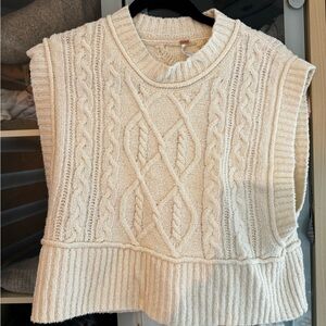 Free People Cream Sweater Cropped Vest